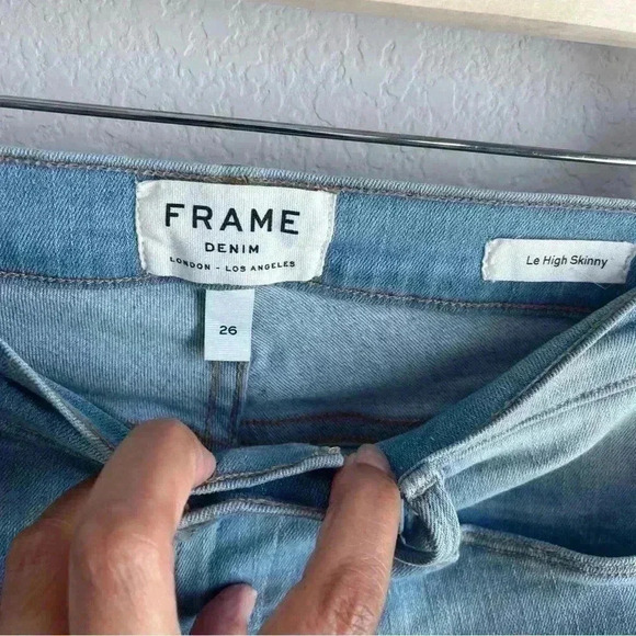 Frame Denim Le High Fray Women's Boho Denim Washed Blue Skinny Jeans Size 26 - Picture 8 of 9